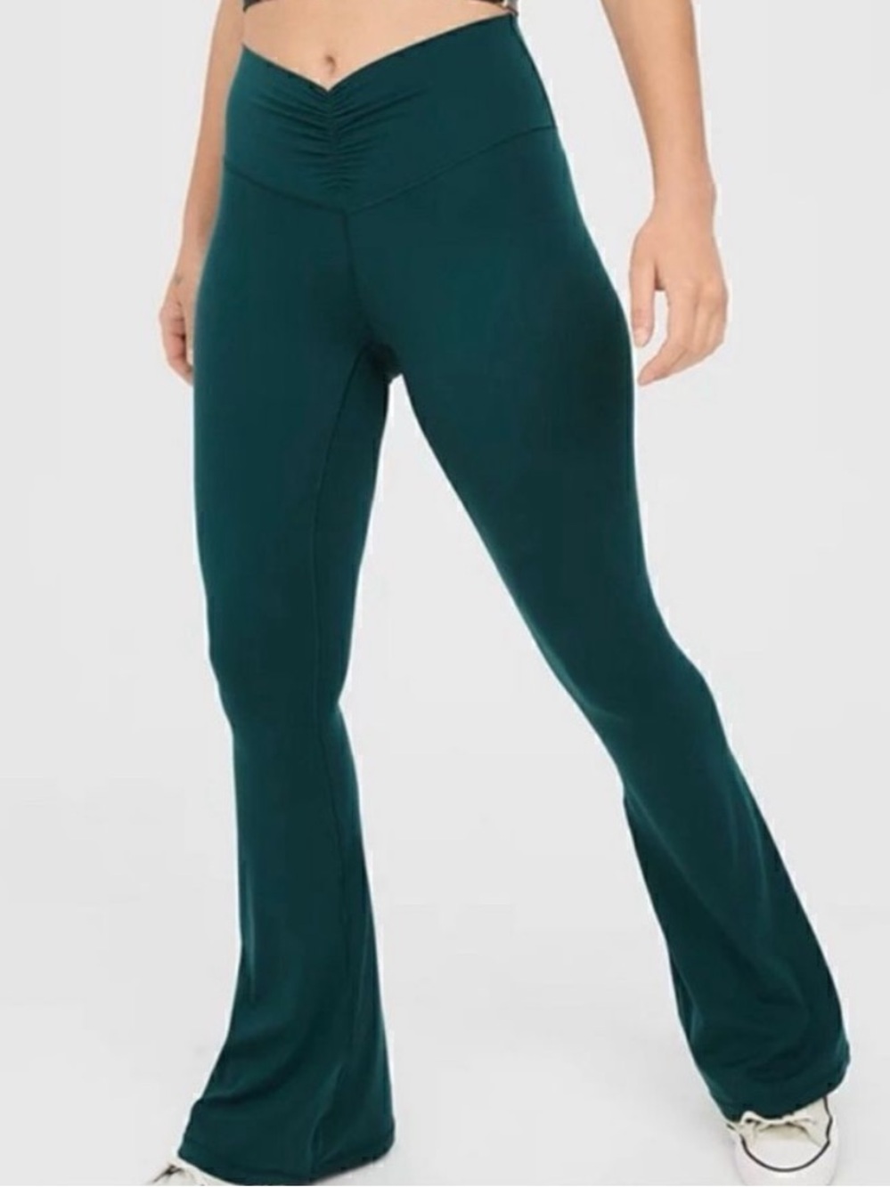 aerie teal ruched flare leggings